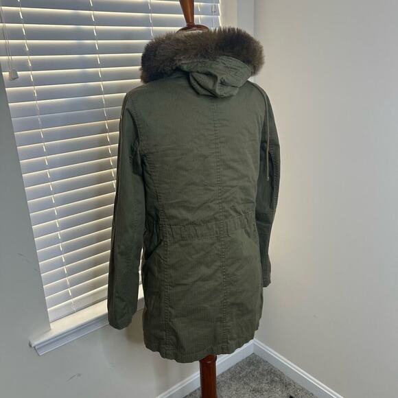 J.Crew Size XS Army Green Parka Fleece Lined Coat Cold - Picture 3 of 11